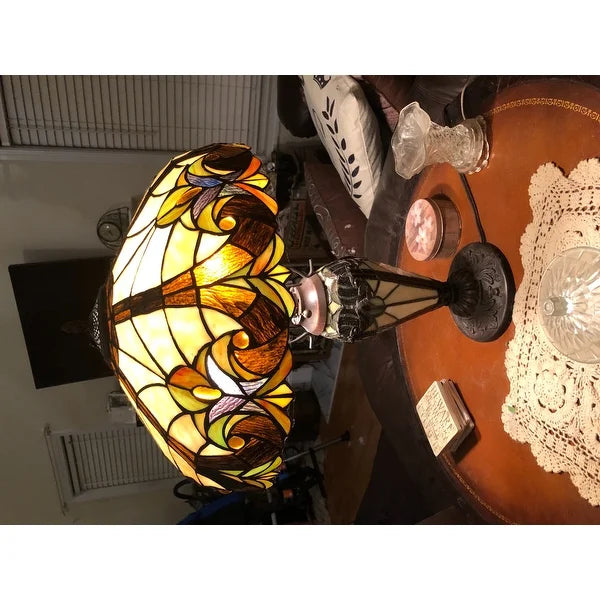 Gracewood Hollow Lemsine Brown and Cream 2-light Art Glass Table Lamp