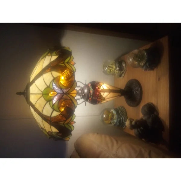 Gracewood Hollow Lemsine Brown and Cream 2-light Art Glass Table Lamp