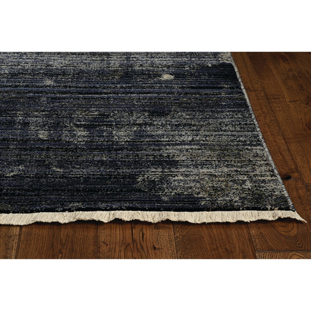 Renza Black Beige Distressed Damask Soft Area Rug