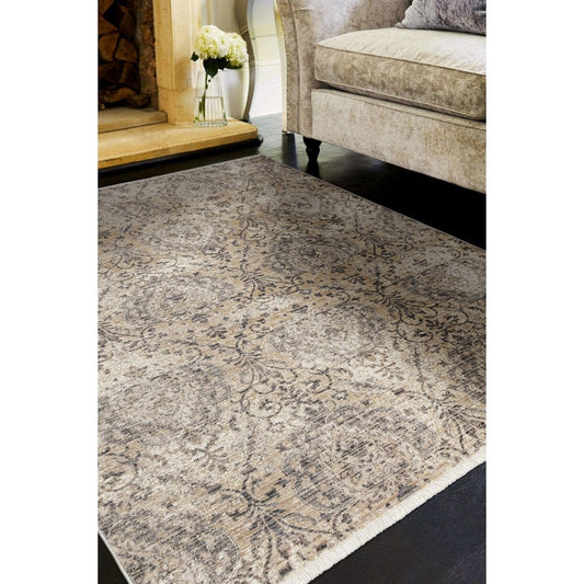 Renza Distressed Ivory Trellis Soft Area Rug