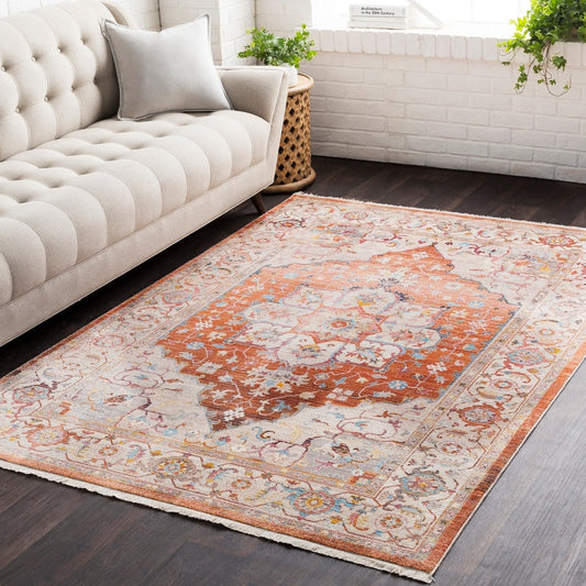 Wideman Vintage Persian Traditional Red and Beige Soft Area Rug