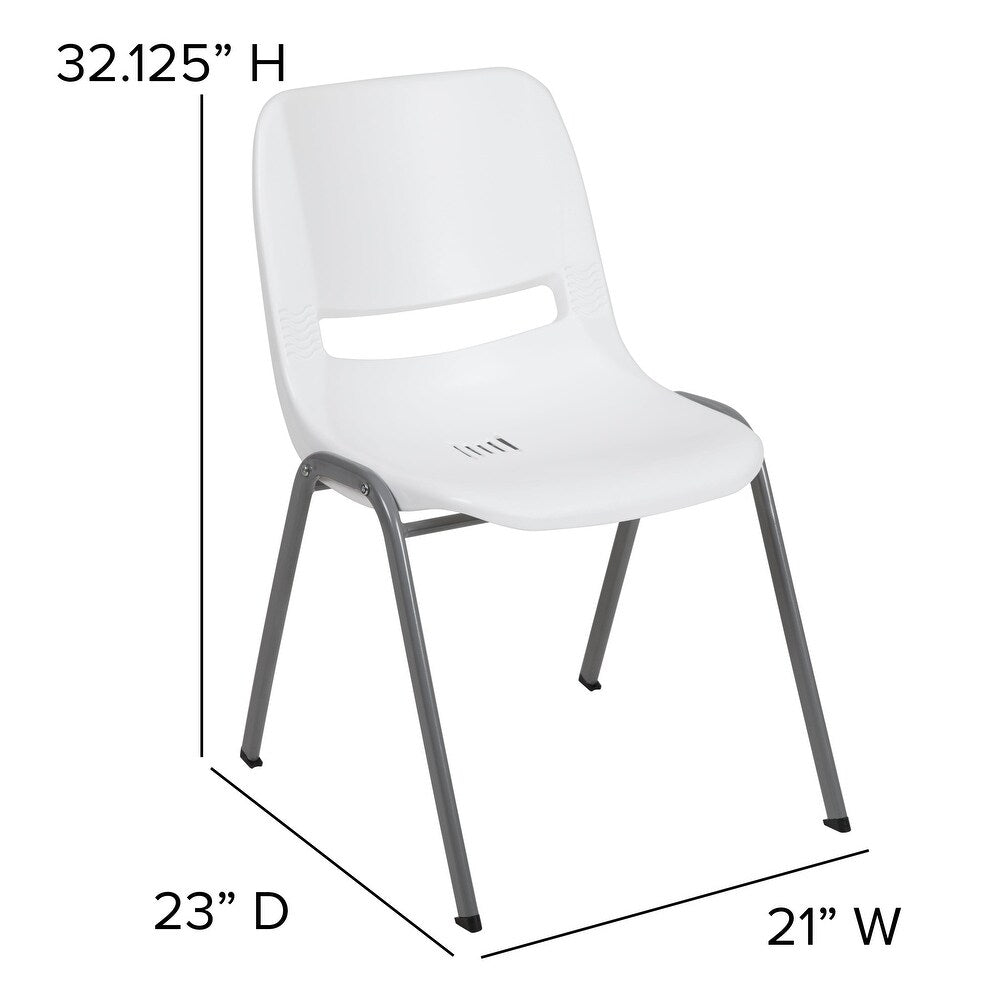 Green Ergonomic Shell Stack Chair with Gray Frame