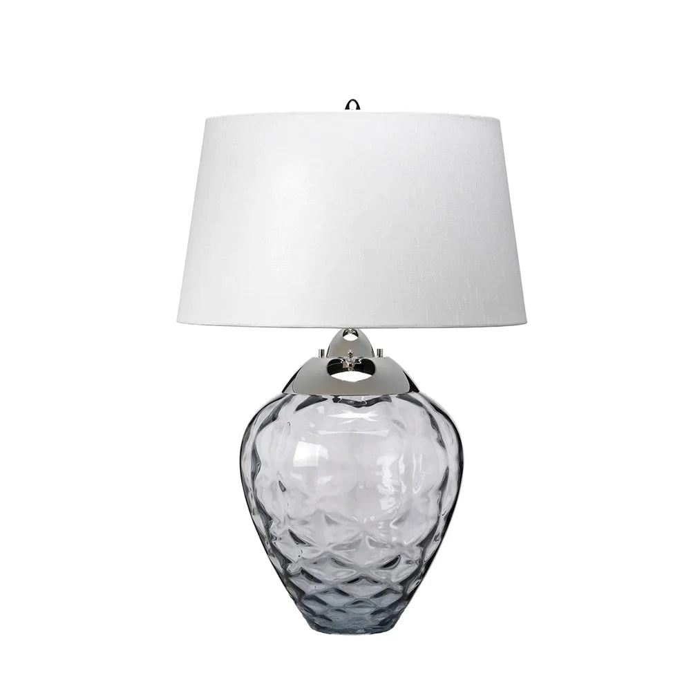 Grey Clear Blown Glass 4 Way Table Lamp Smoke