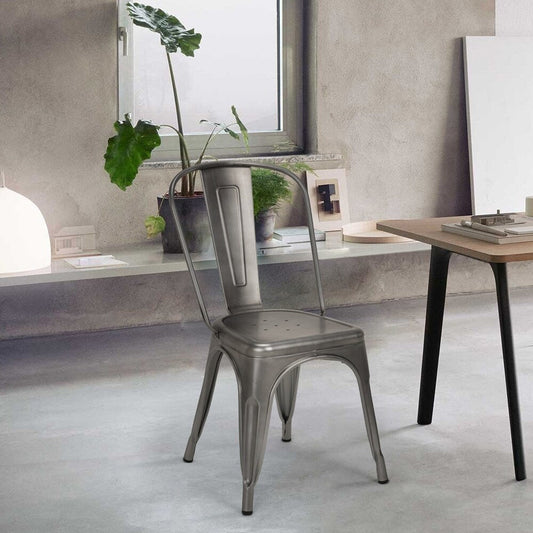 Gunmetal Armless Chair