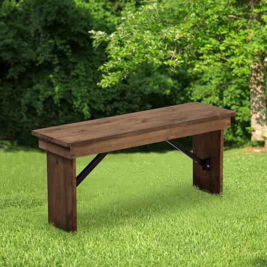 HERCULES Series 40'' x 12'' Antique Rustic Solid Pine Folding Farm Bench