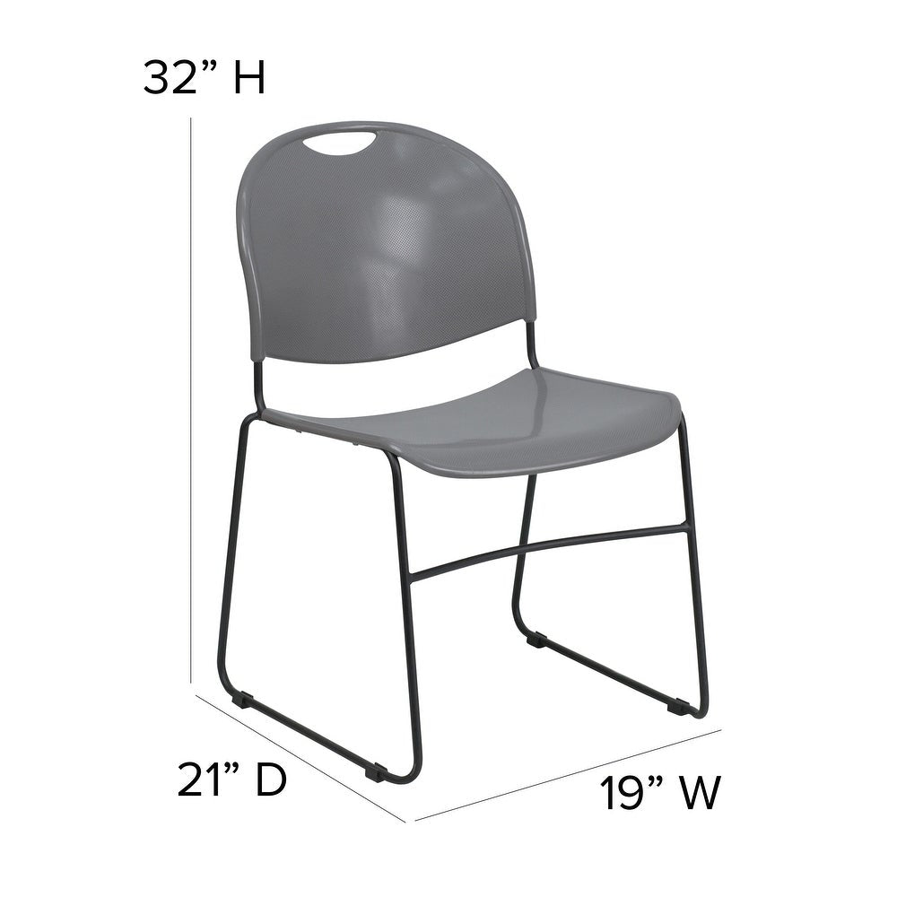 HERCULES Series 880 lb. Capacity Gray Ultra-Compact Stack Chair with Black Powder Coated Frame