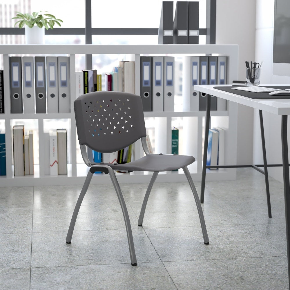 HERCULES Series 880 lb. Capacity Orange Plastic Stack Chair with Titanium Gray Powder Coated Frame