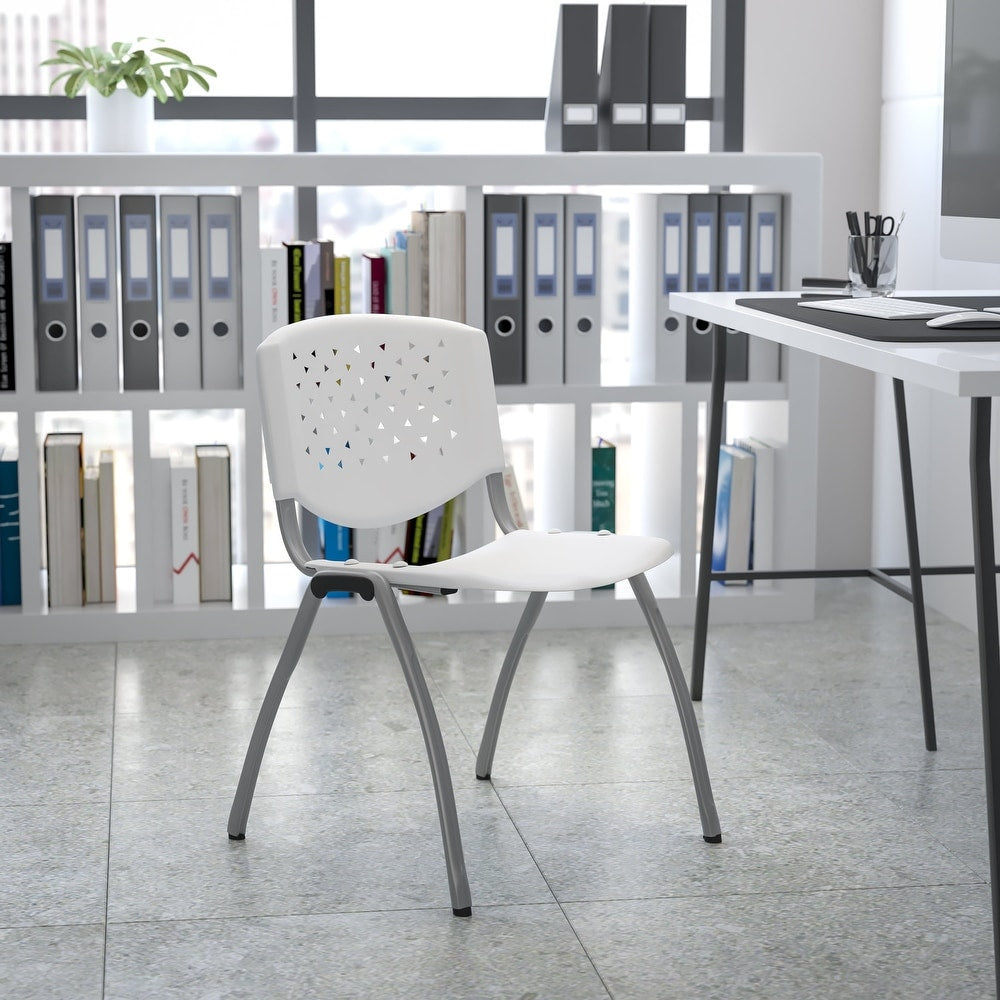 HERCULES Series 880 lb. Capacity Orange Plastic Stack Chair with Titanium Gray Powder Coated Frame