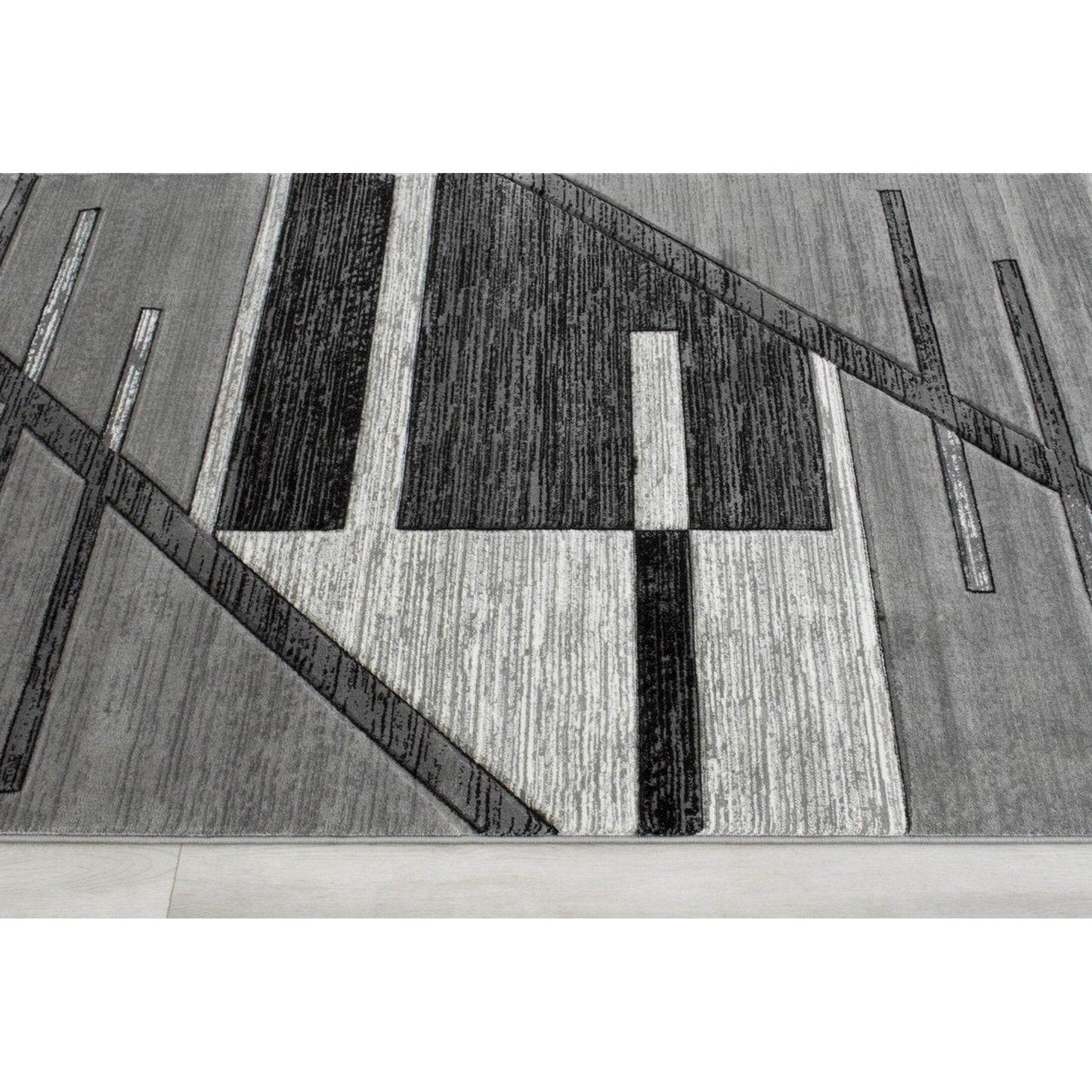 Monochromatic/Linear Design Contemporary Hand Carved Area Rug