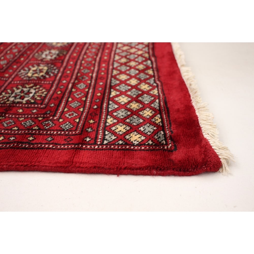 Hand-knotted Finest Peshawar Bokhara Red Wool Soft Rug