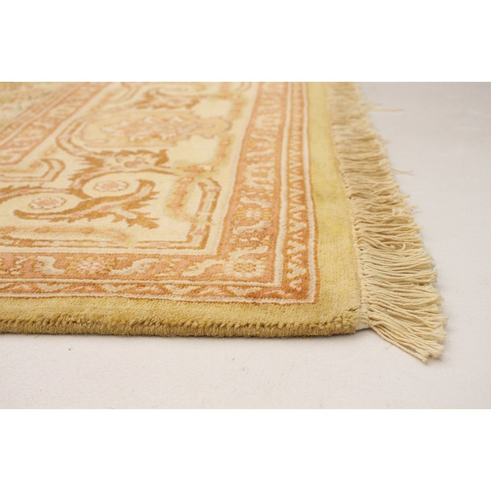 Hand-knotted Peshawar Oushak Olive Wool Soft Rug