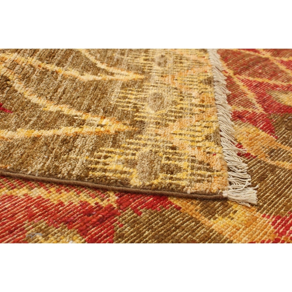 Hand-knotted Shalimar Brown, Red Wool Soft Rug