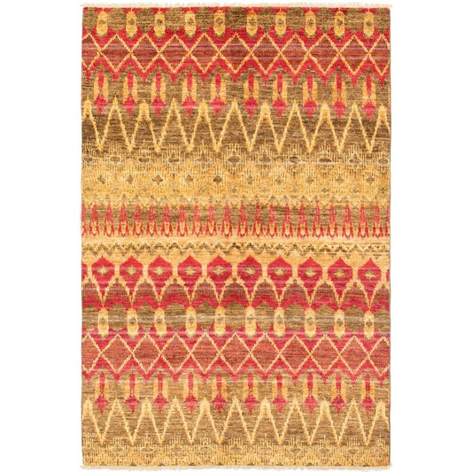 Hand-knotted Shalimar Brown, Red Wool Soft Rug