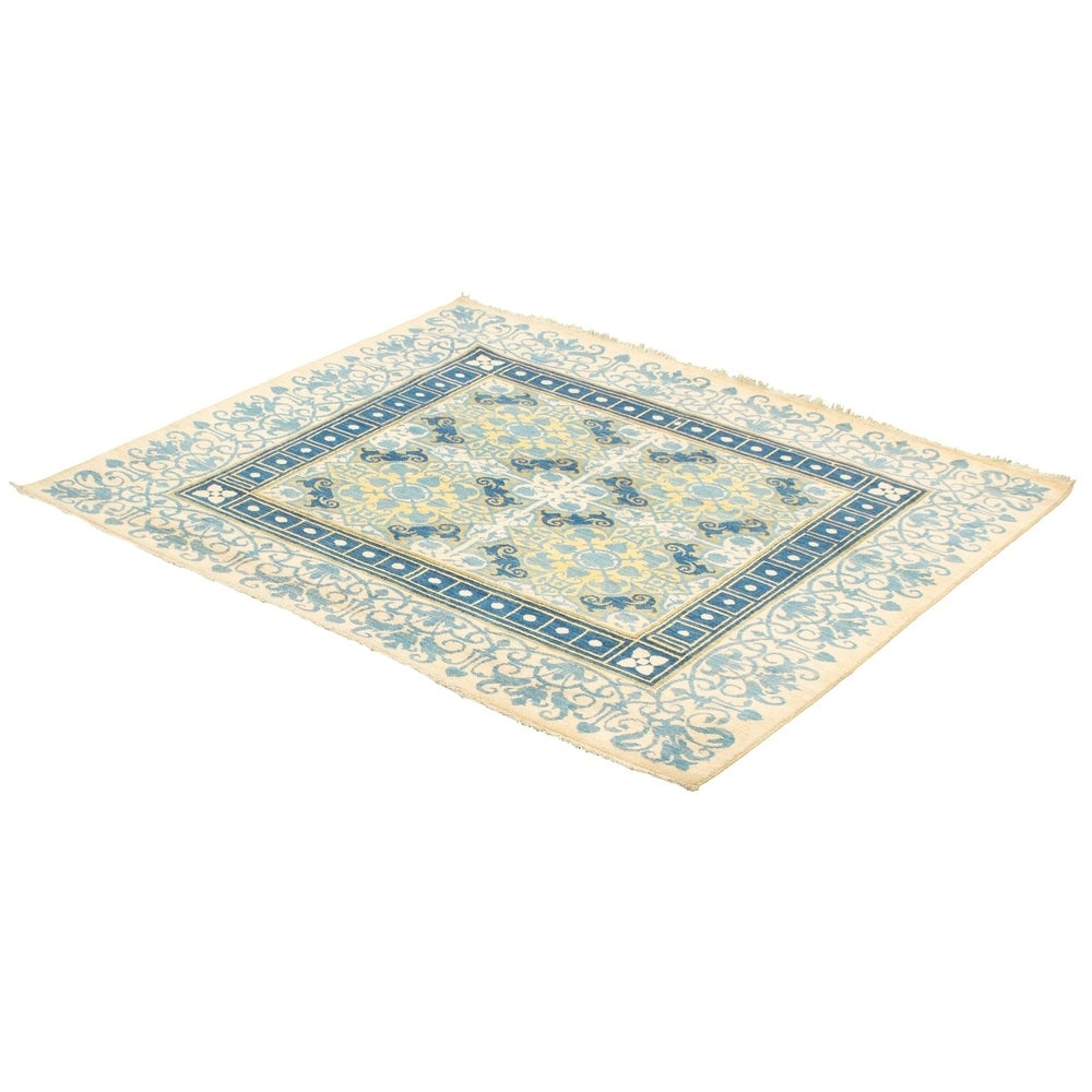 Hand-knotted Signature Collection Cream Wool Rug