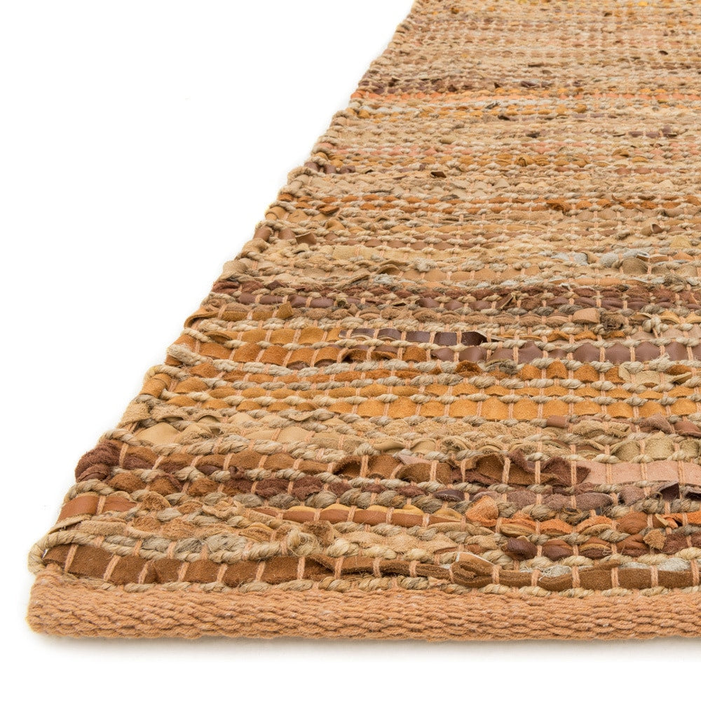 Home Farmhouse Jute and Leather Handwoven Area Rug