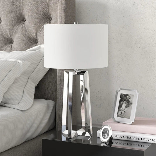 Helena Silver Nickel Table Lamp with Linen Shade