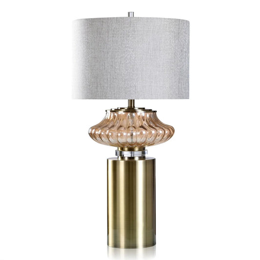 Hepburn Table Lamp - Gold Finish On Glass With Brass Metal Base - 17"L x 17"W x 33.5"H