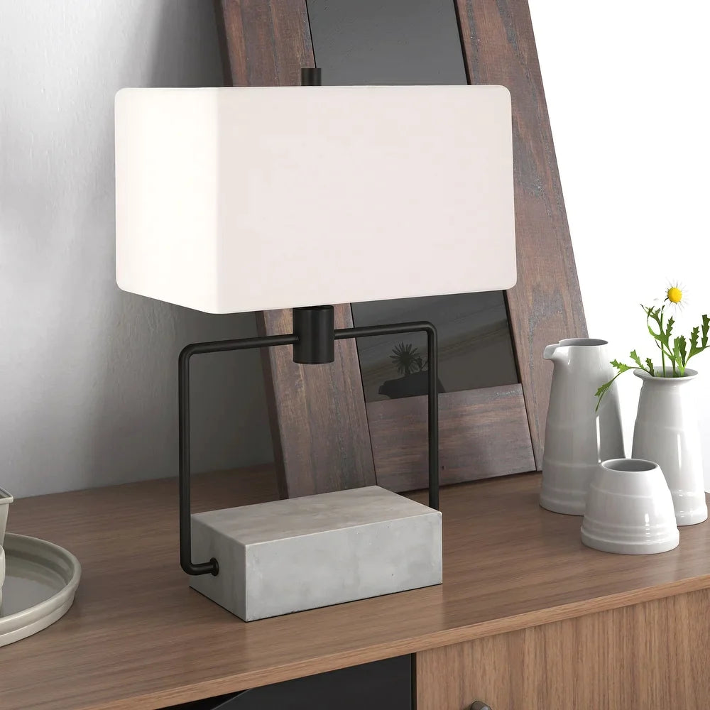 Holden Table Lamp in Blackened Bronze and Concrete