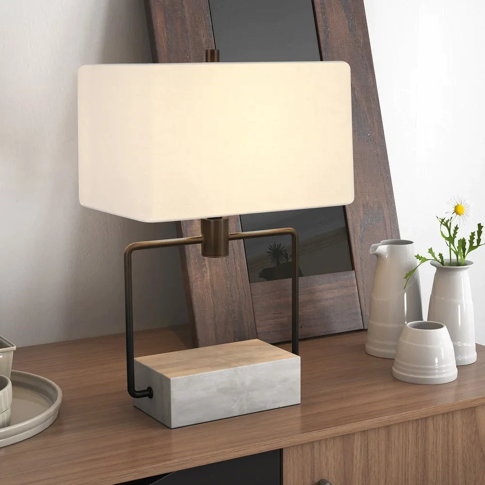 Holden Table Lamp in Blackened Bronze and Concrete