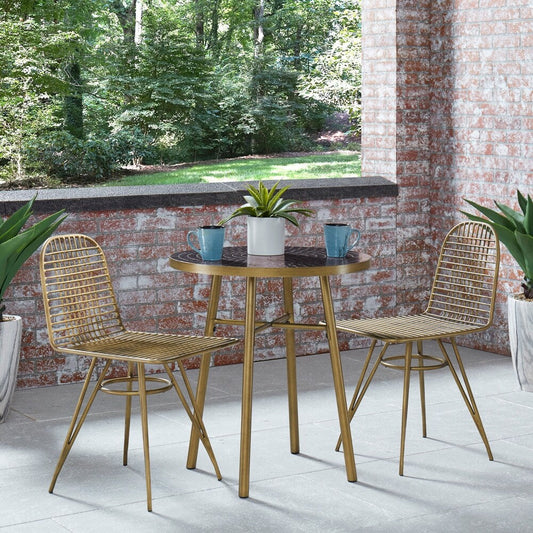Homestyles Panama Brown Metal Chair Pair - 19" x 24" x 33"
