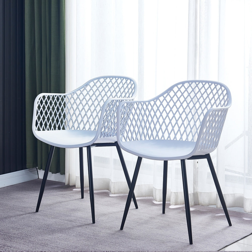 Indoor and Outdoor Plastic Dining Chair, Side Chair (Set of 2) - N/A