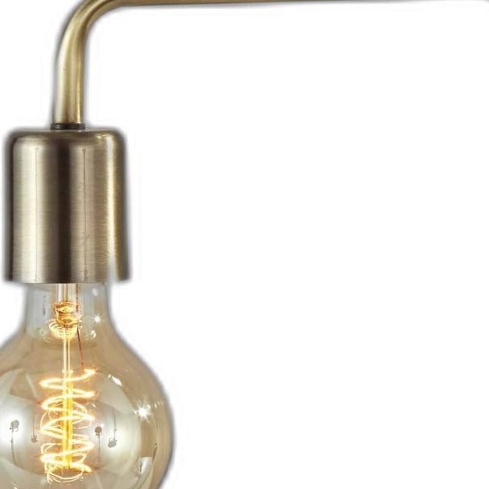 Industrial Antique Brass Finish Metal Desk Lamp With Vintage Edison Bulb - 7.25 x 9 x 16.5