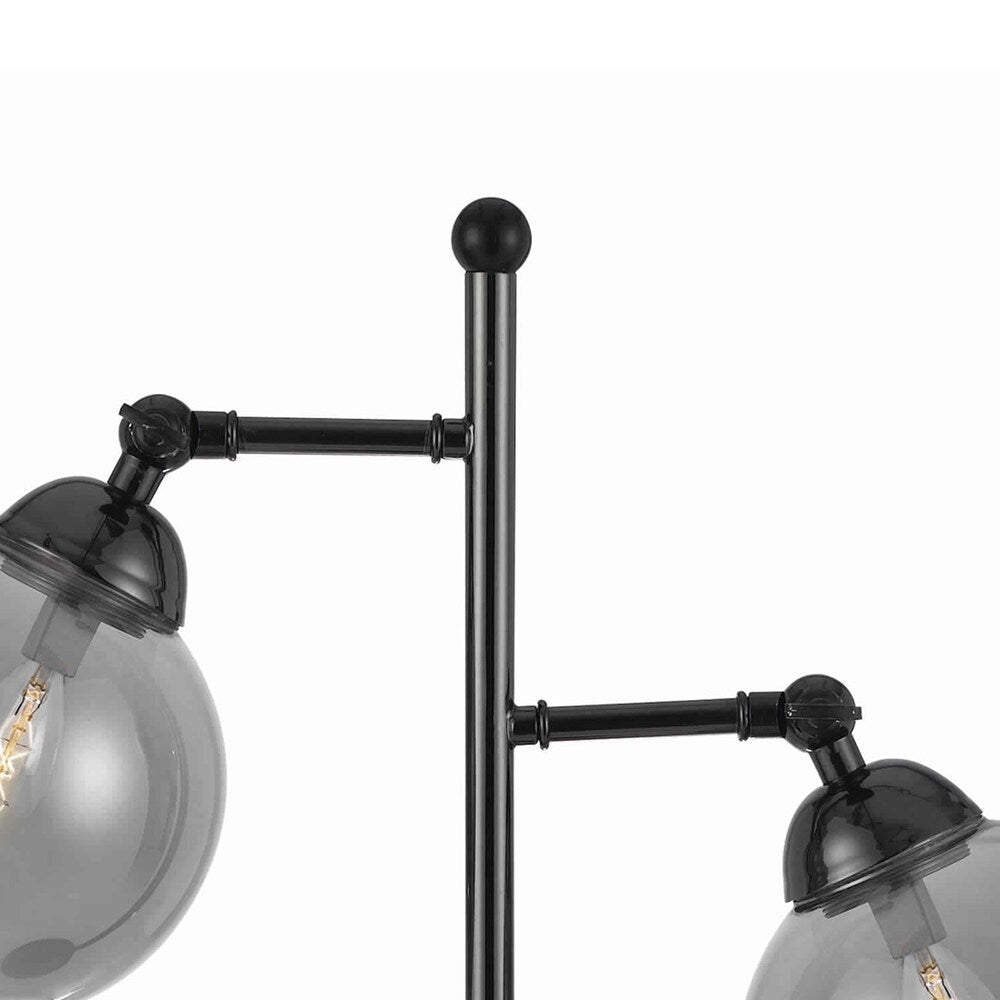 Industrial Metal Body Table Lamp with Two Glass Ball Shades, Black