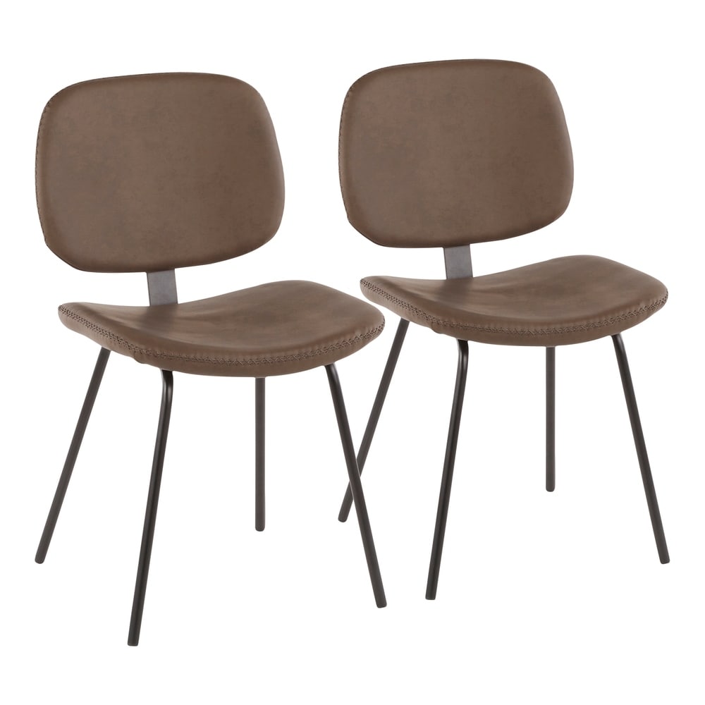 Carbon Loft Harney Industrial Chair in Metal and Faux Leather (Set of 2)