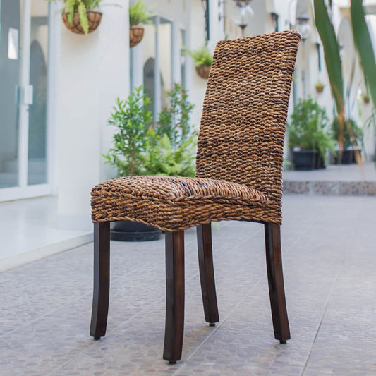 International Caravan Louisa Woven Mahogany Dining Chair