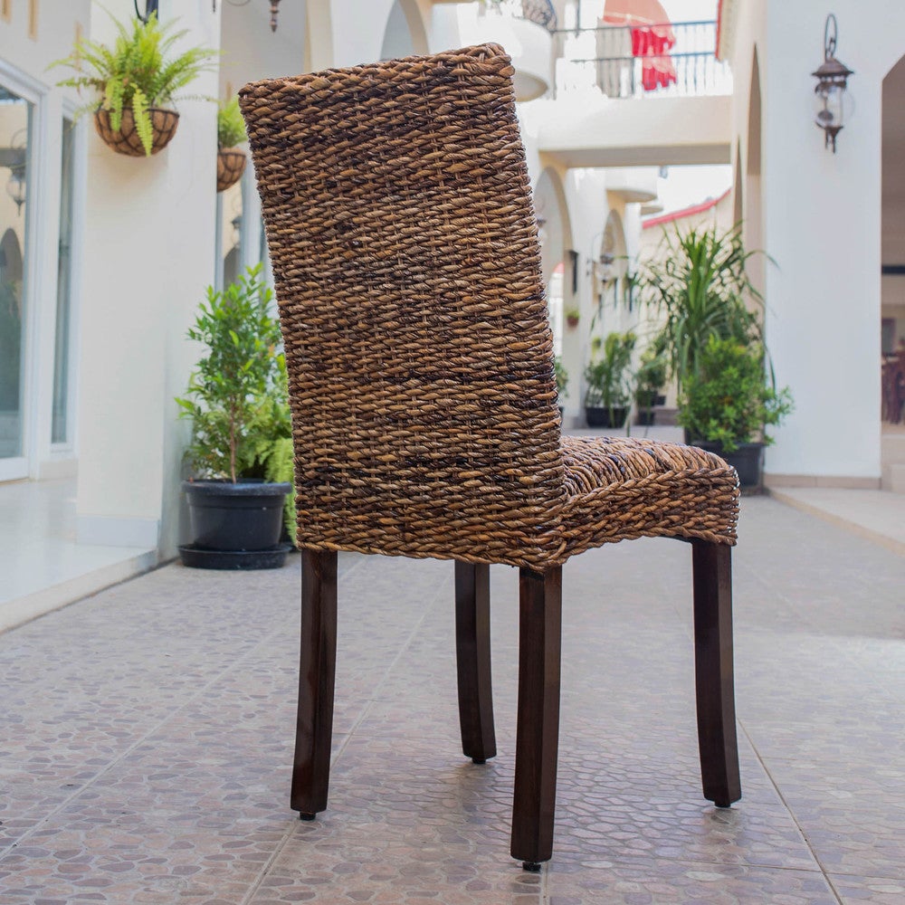 International Caravan Louisa Woven Mahogany Dining Chair