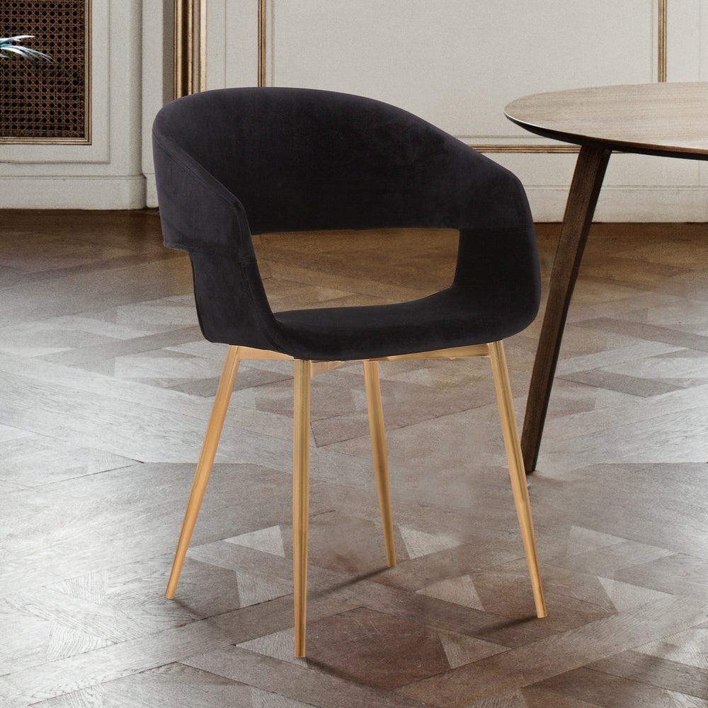 Jocelyn Mid-Century Dining Accent Chair with Metal Legs