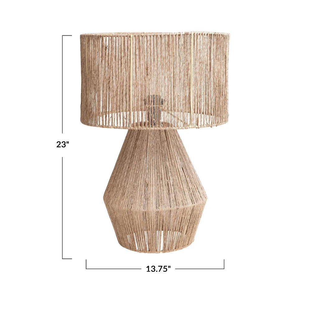 Jute Wrapped Metal Table Lamp - 11.8"L x 11.8"W x 17.9"H