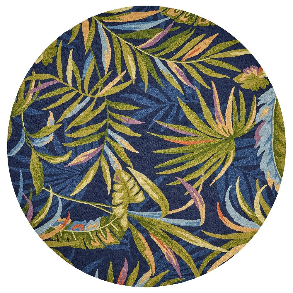 Trails Tropical Leaf Hand-hooked Indoor/Outdoor Area Rug