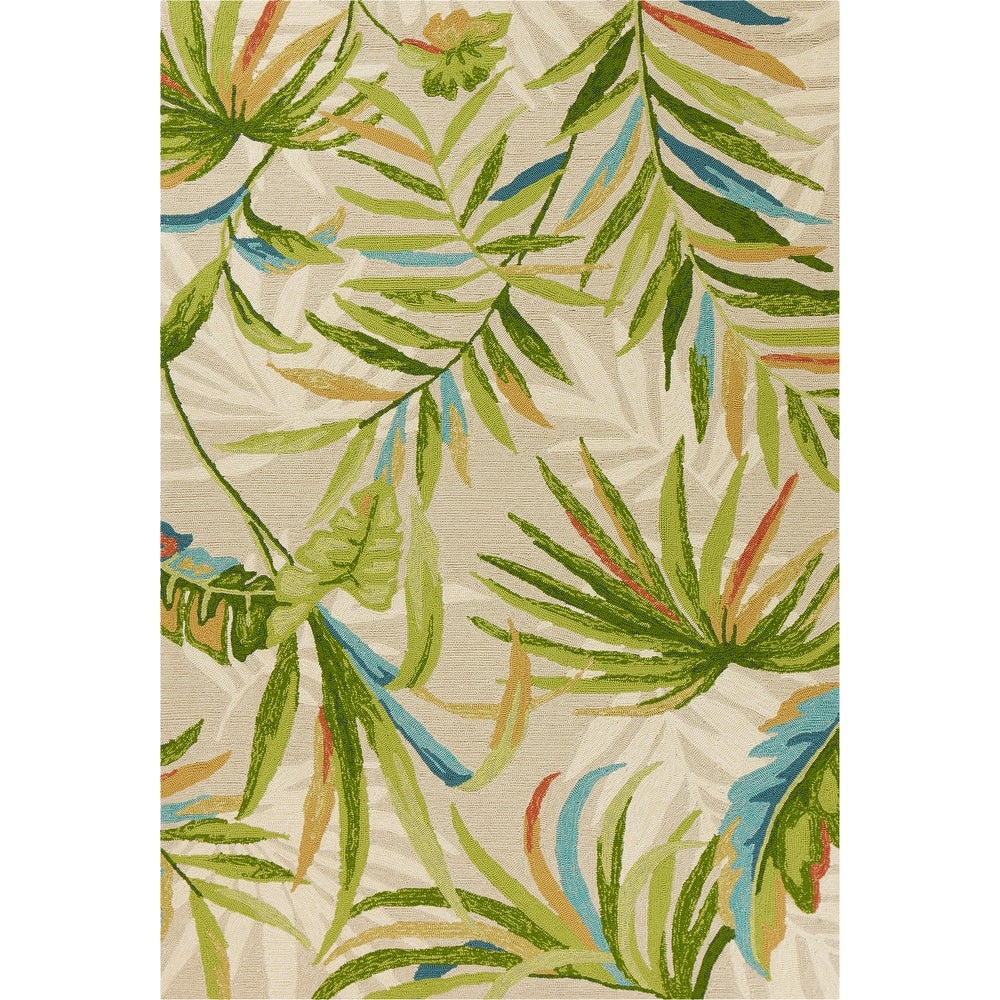 Trails Tropical Leaf Hand-hooked Indoor/Outdoor Area Rug