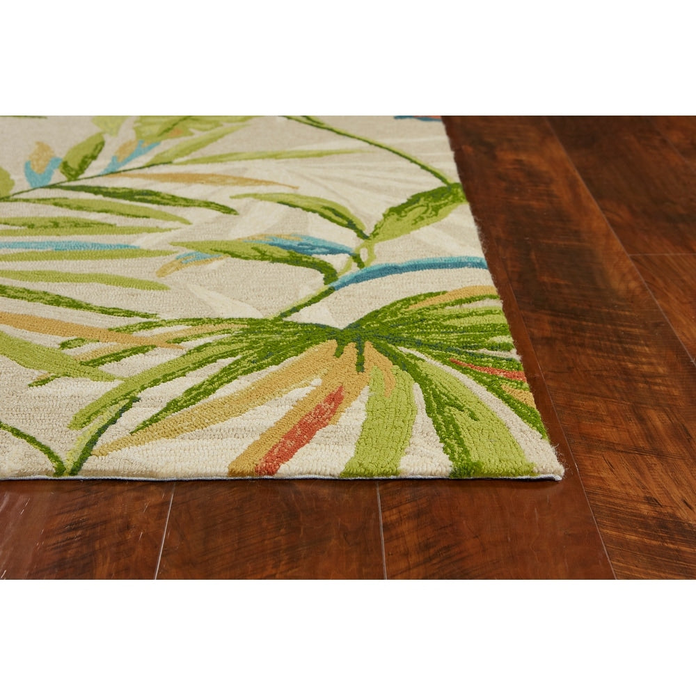 Trails Tropical Leaf Hand-hooked Indoor/Outdoor Area Rug