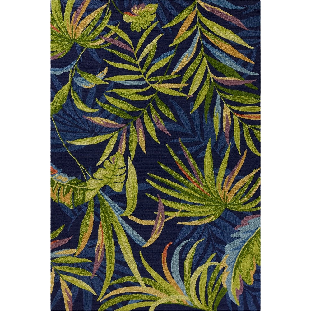 Trails Tropical Leaf Hand-hooked Indoor/Outdoor Area Rug