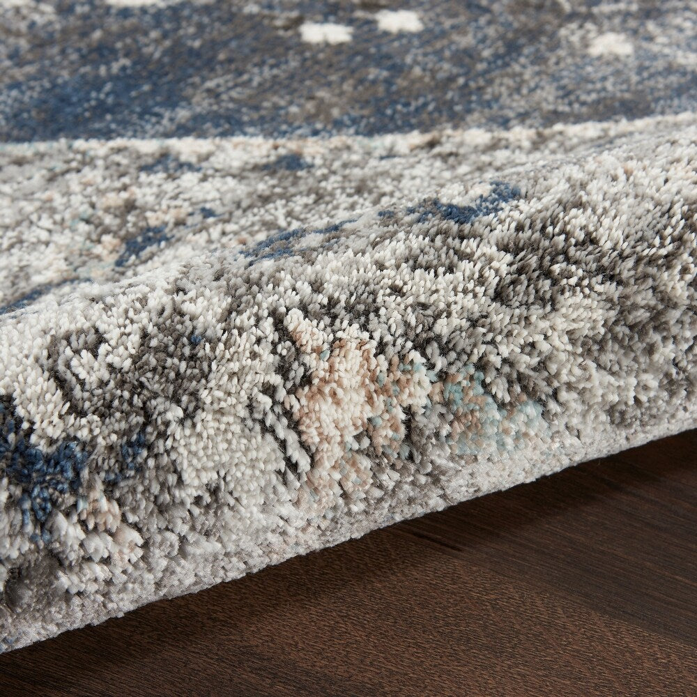 Meryl Streep Collection Blue Grey Formal Bordered Soft Area Rug