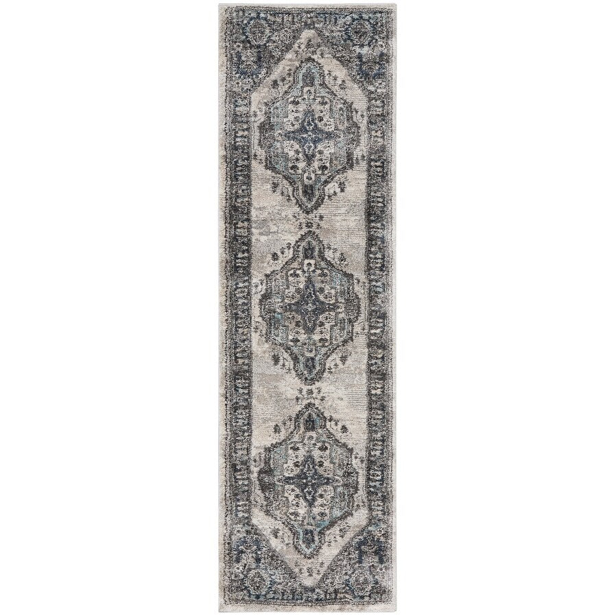 Meryl Streep Collection Blue Grey Formal Bordered Soft Area Rug