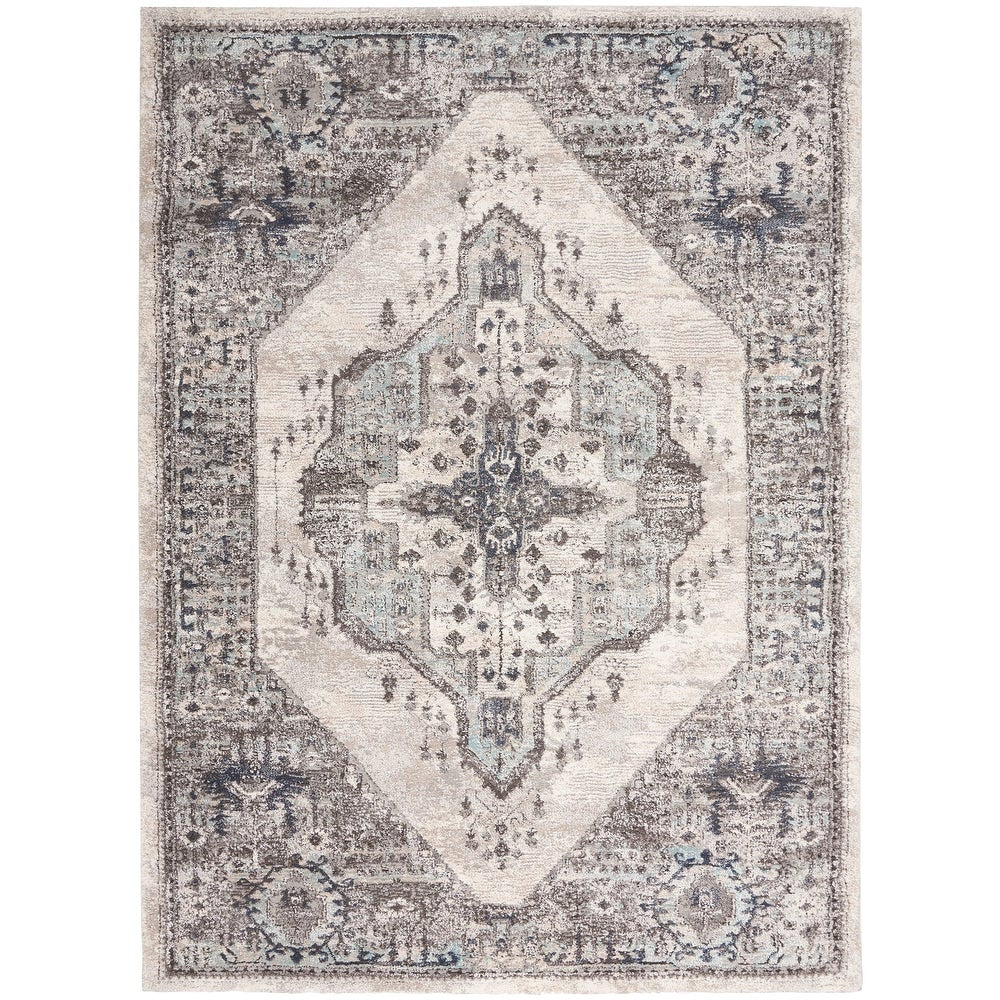 Meryl Streep Collection Blue Grey Formal Bordered Soft Area Rug