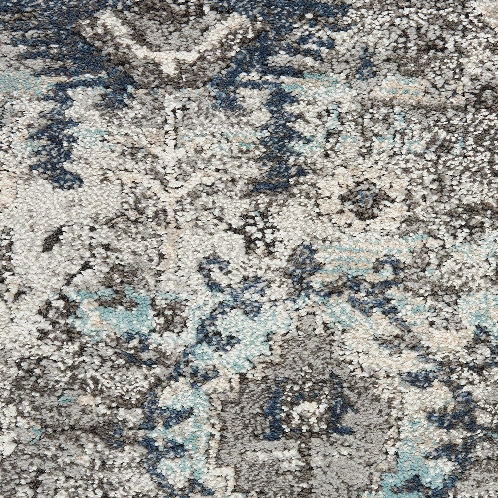 Meryl Streep Collection Blue Grey Formal Bordered Soft Area Rug