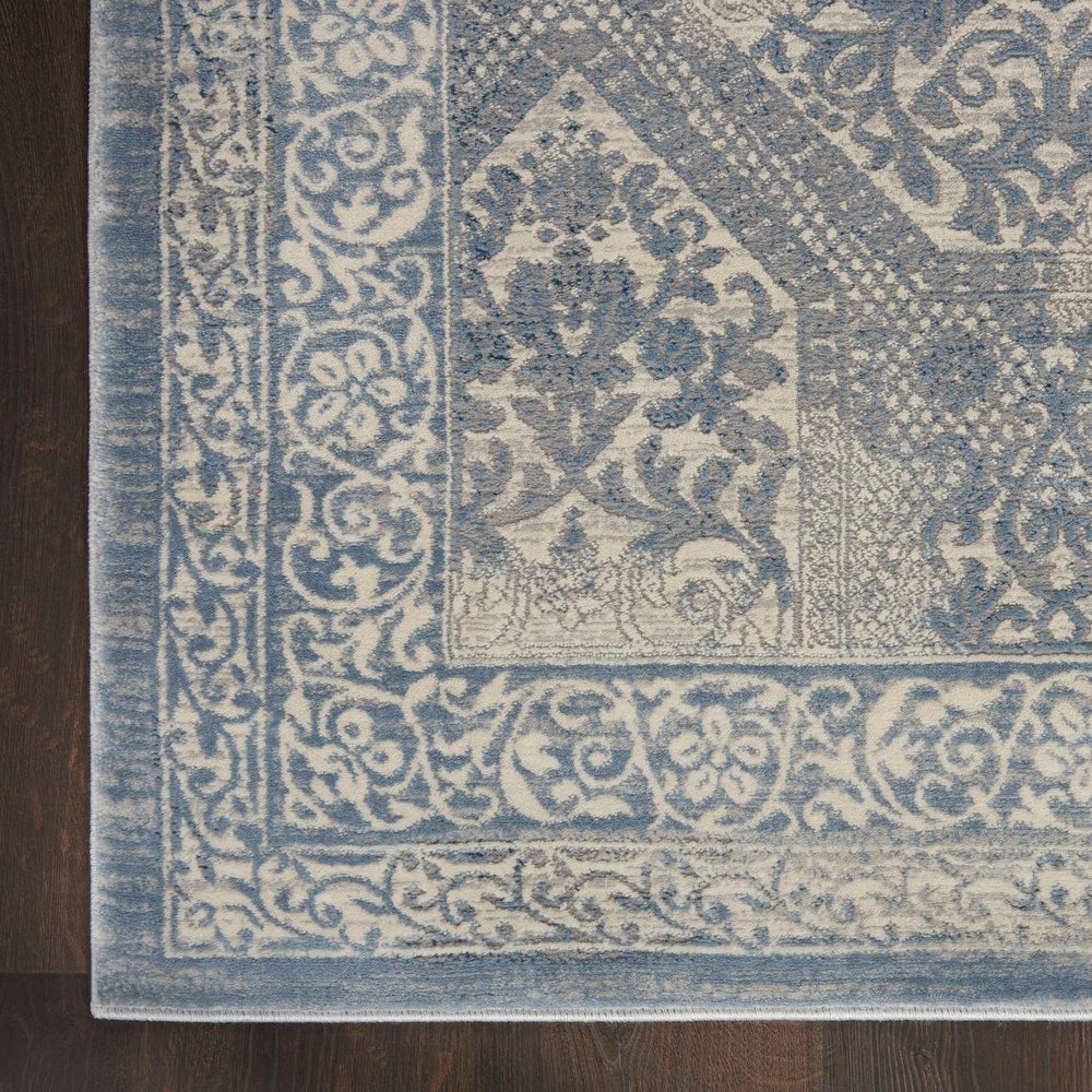 Alexandra Blue Ivory Distressed Soft Area Rug