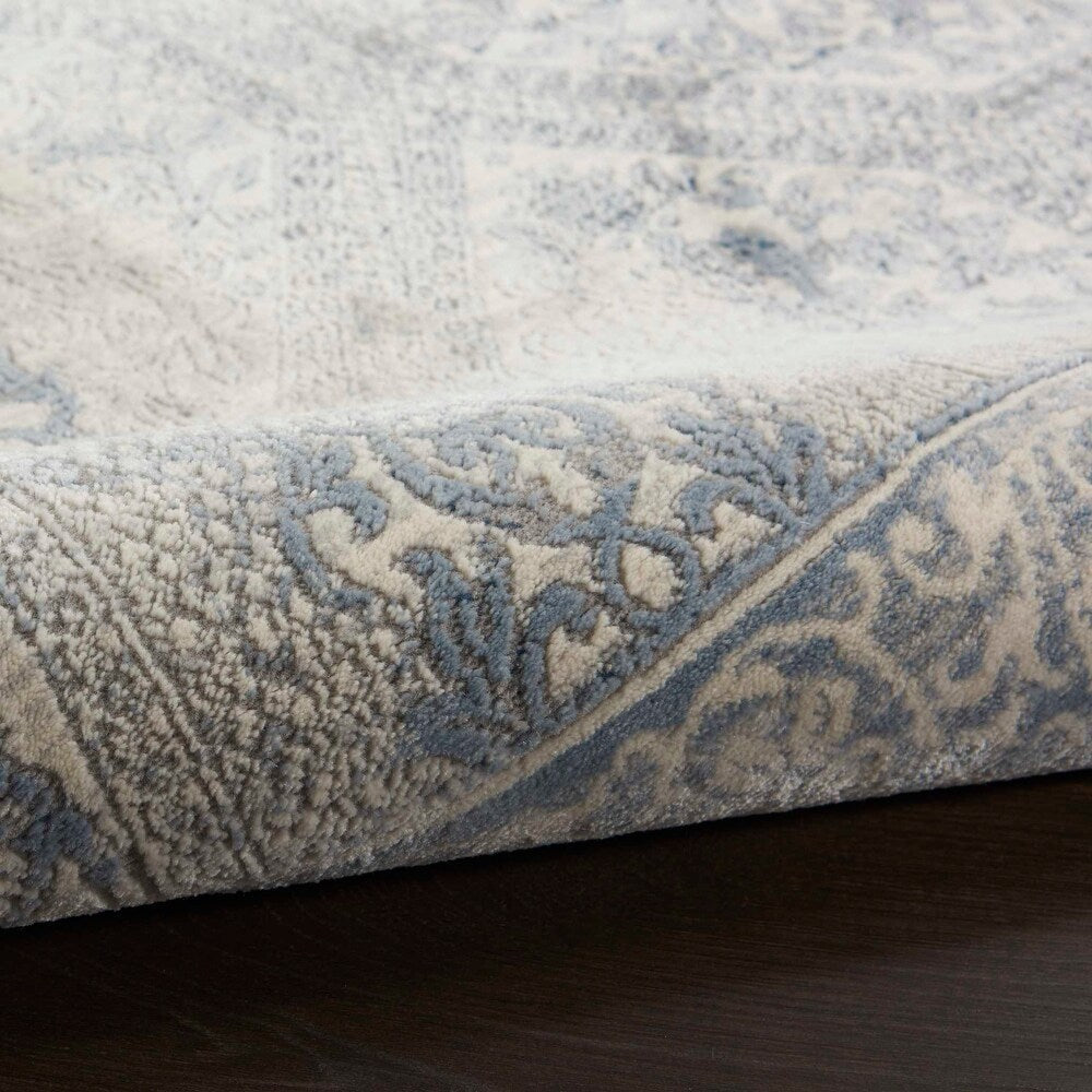 Alexandra Blue Ivory Distressed Soft Area Rug