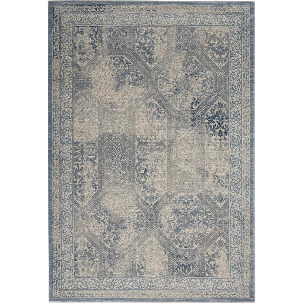 Alexandra Blue Ivory Distressed Soft Area Rug