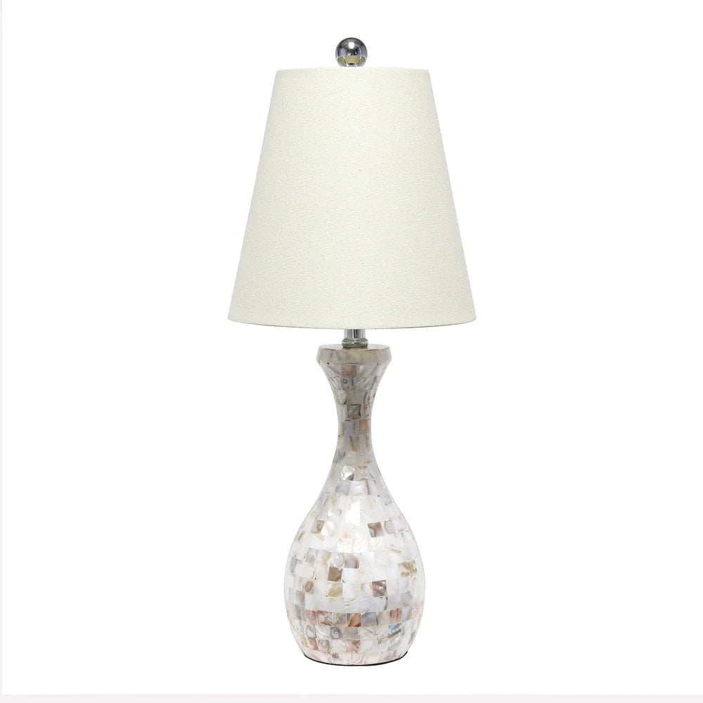 Lalia Home Malibu Curved Mosaic Seashell Table Lamp with Chrome Accents - 10(L)10(W)25(H)