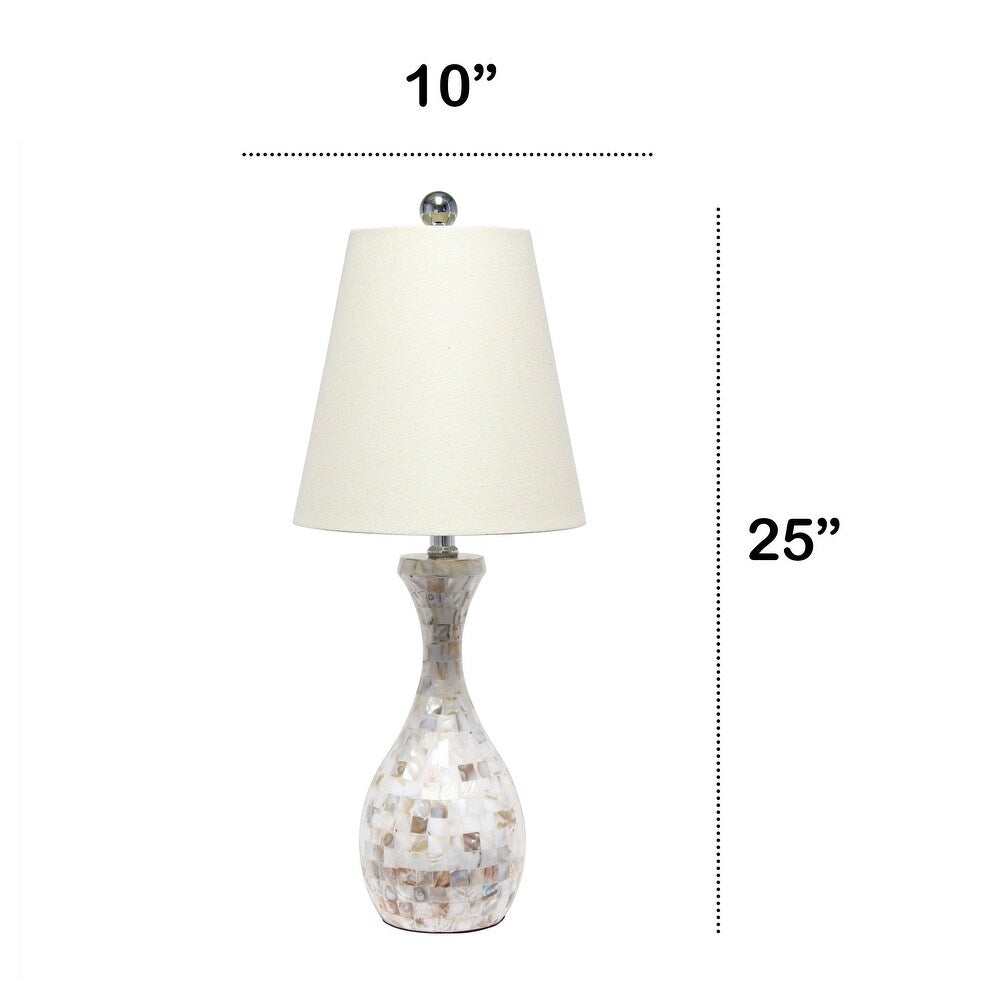 Lalia Home Malibu Curved Mosaic Seashell Table Lamp with Chrome Accents - 10(L)10(W)25(H)