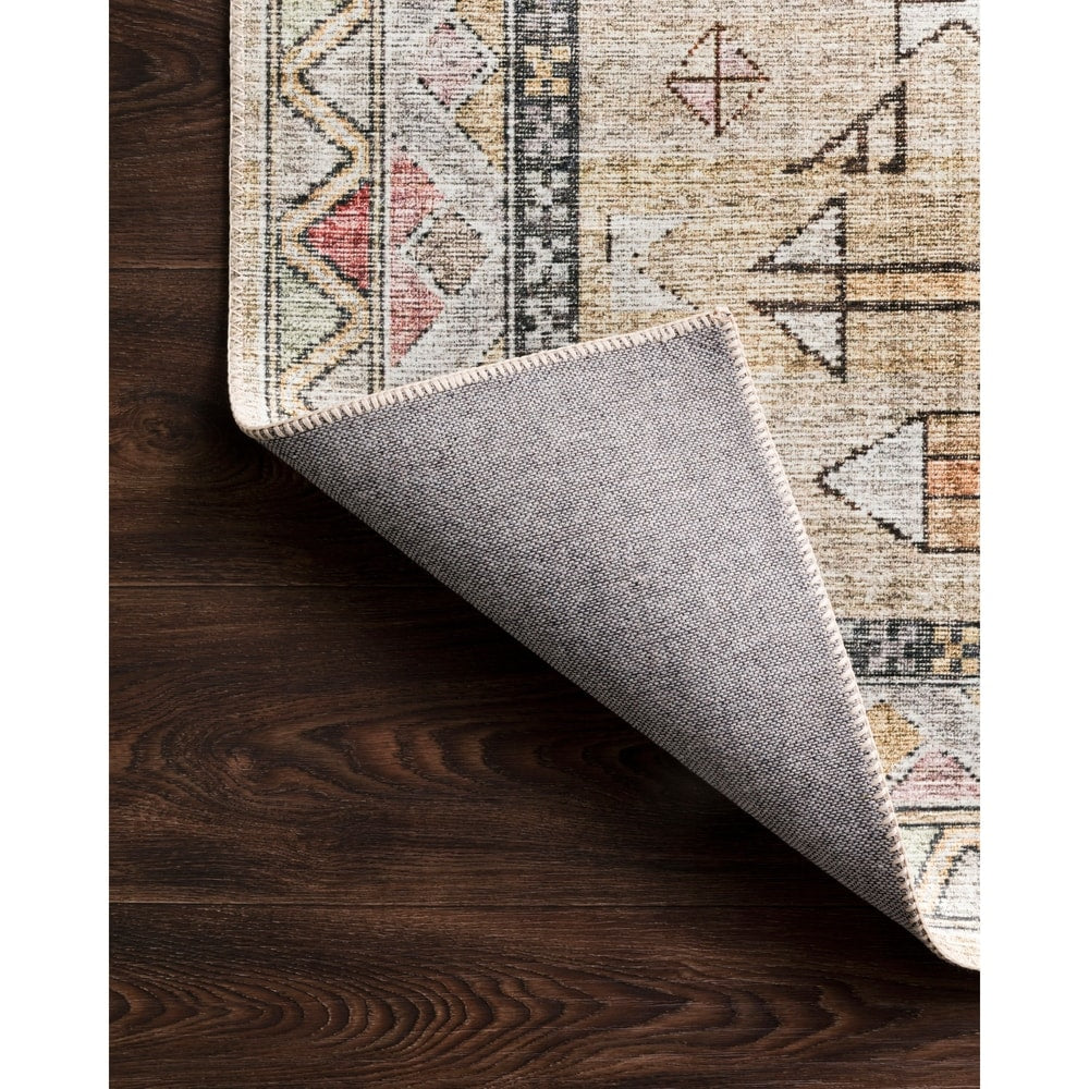 Leanne Aztec Distressed Printed Area Rug - Gold/Blush