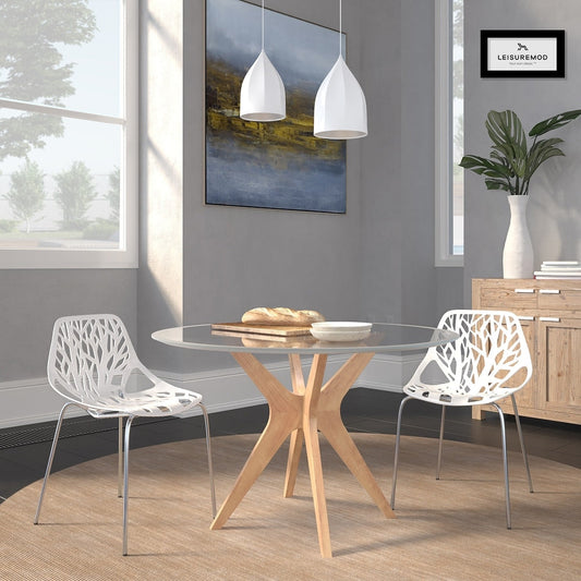 LeisureMod Asbury Modern Open Back Plastic Dining Side Chair Set of 2