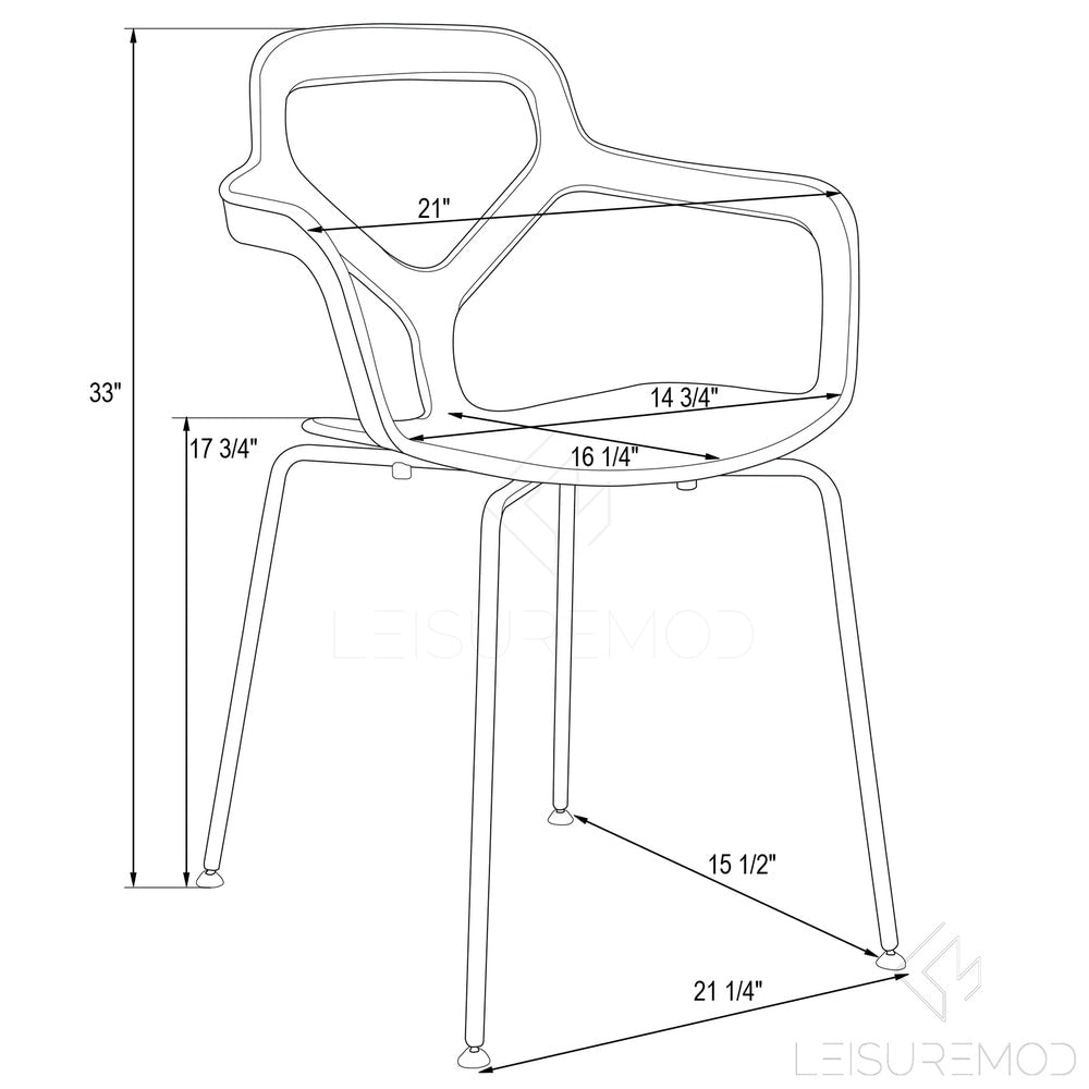 LeisureMod Carney White Dining Armchair W/ Chrome Legs Set of 2