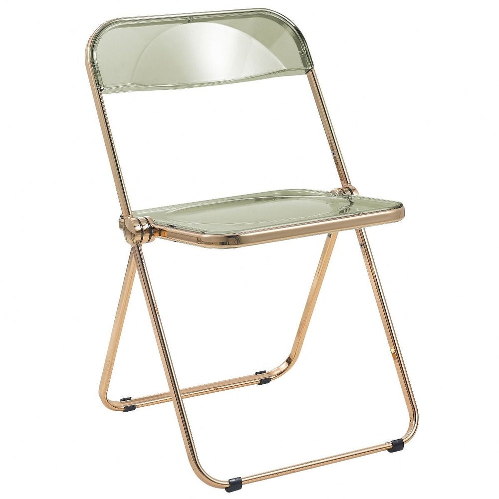 LeisureMod Lawrence Acrylic Folding Chair W/ Gold Metal Frame - 30"