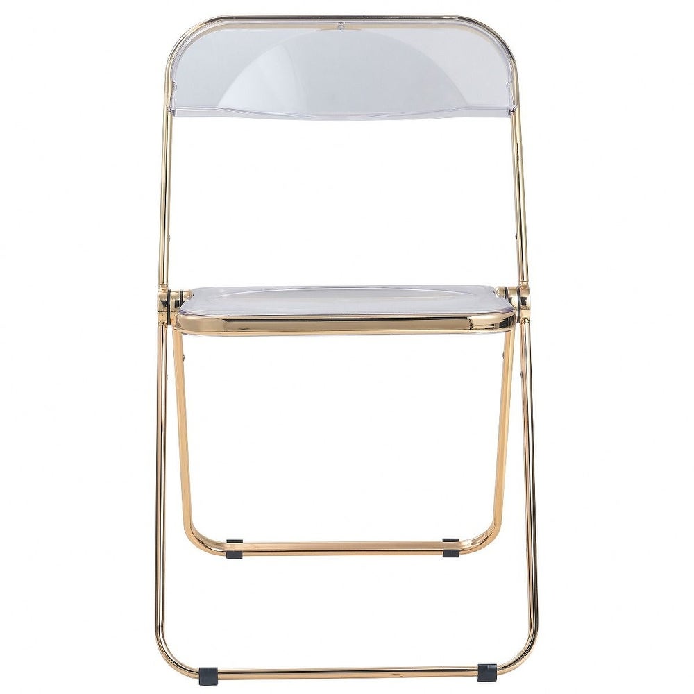 LeisureMod Lawrence Acrylic Folding Chair W/ Gold Metal Frame - 30"